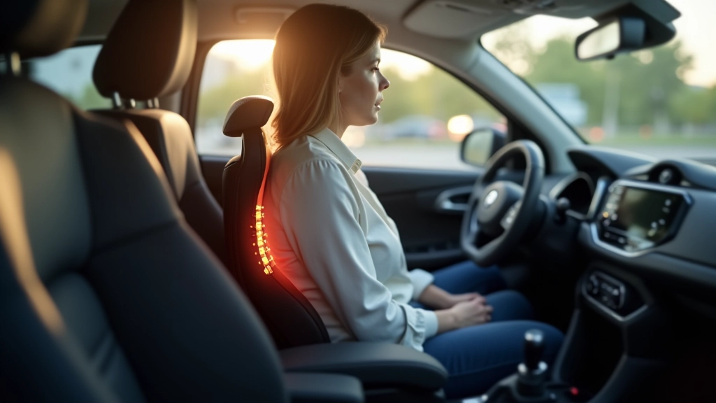 Nugaros atrama sėdynėje su reguliavimo nustatymo šaltu šviesu ir ergonominė struktūra